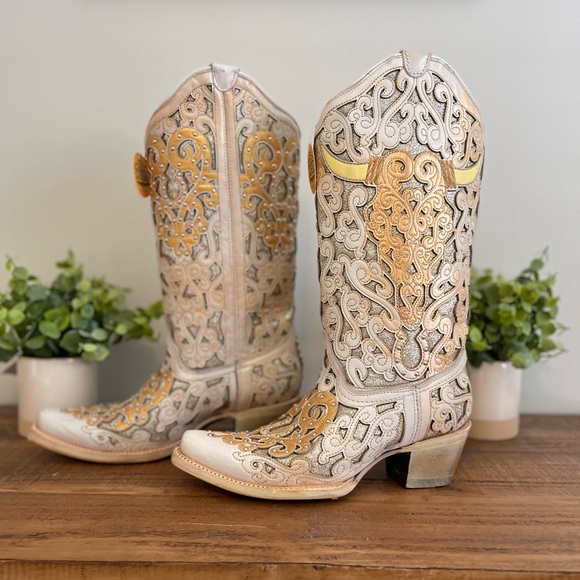 NEW Corral Women's Glitter Inlay Snip Toe Cowgirl Boot 8 - Picture 2 of 8